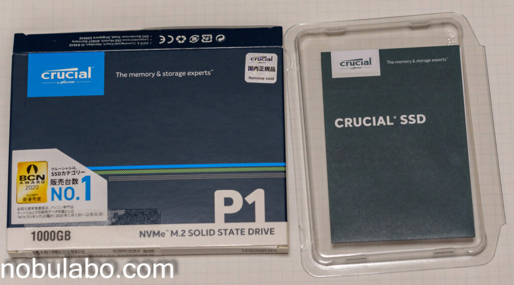 M.2 SSD CT1000P1SSD8パッケージ