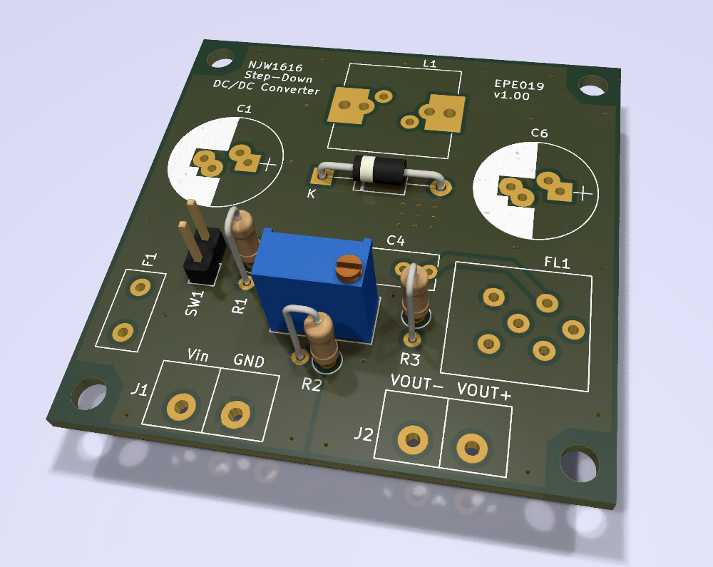 NJW1616Tを使用した降圧DCDCコンバーター基板：C面
