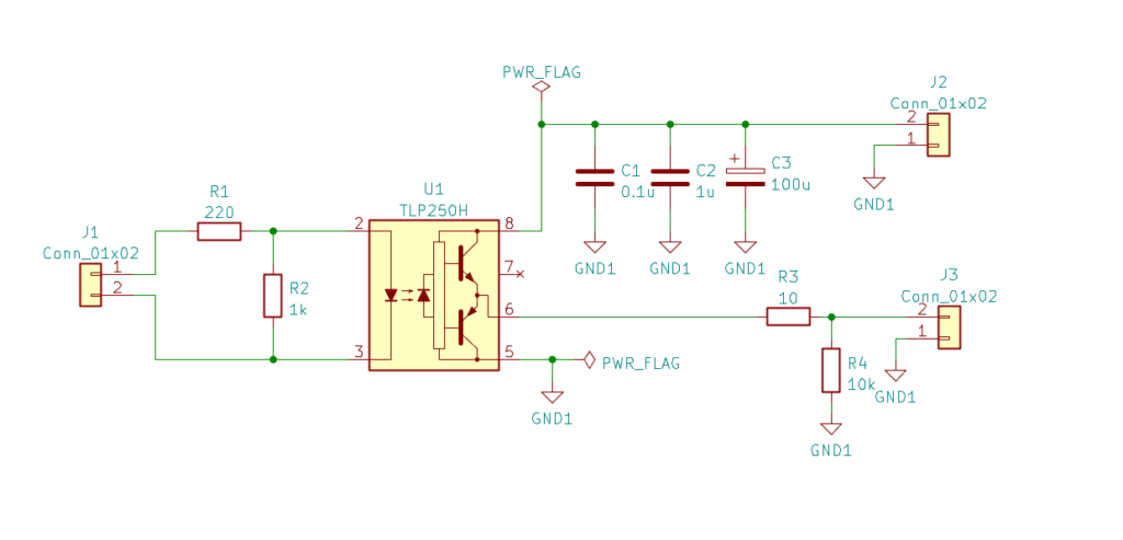 TLP250Hを使ったゲートドライバ基板の回路図
