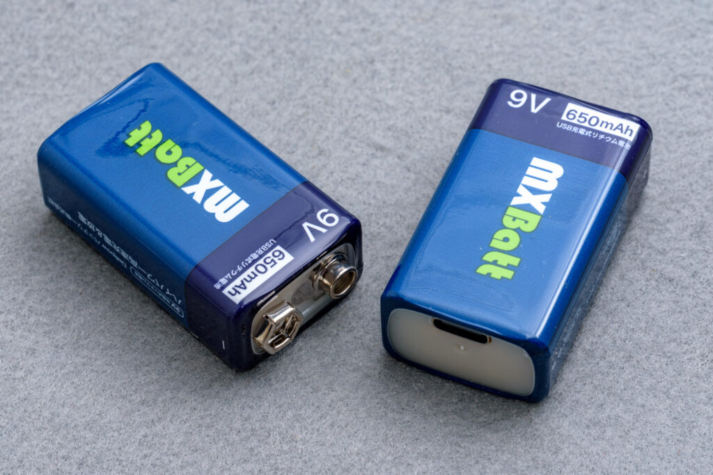 角型9Vリチウムイオン充電池：本体クローズアップ