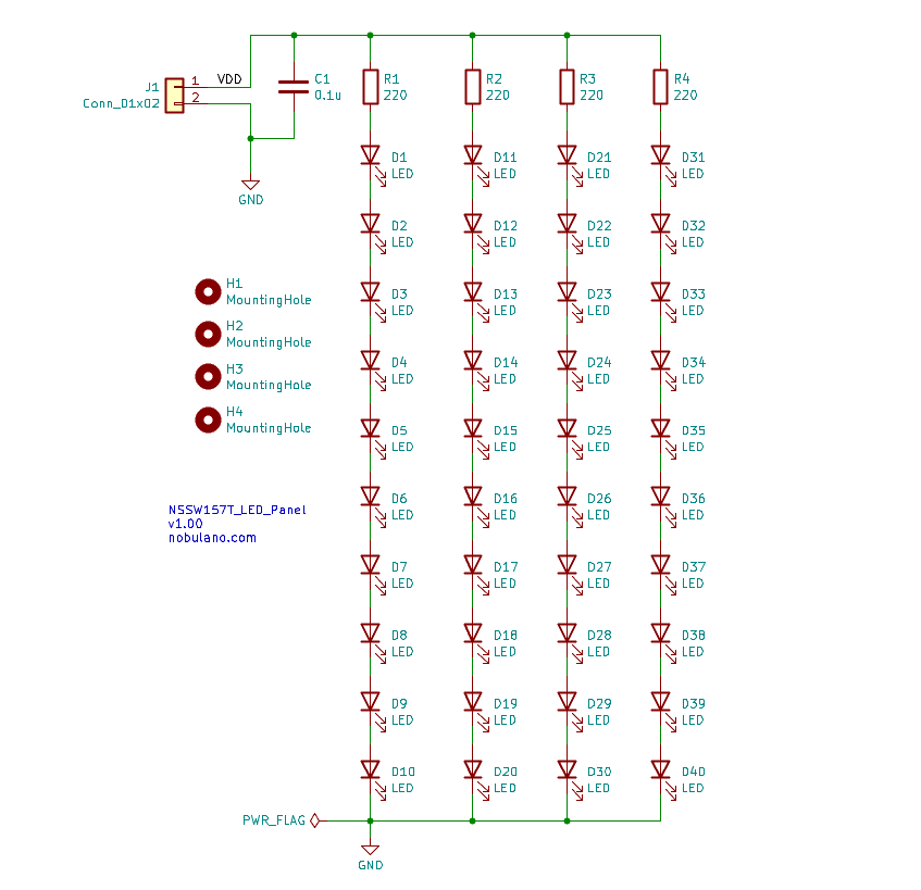 NSSW157Tを使用したLED照明パネルの回路図